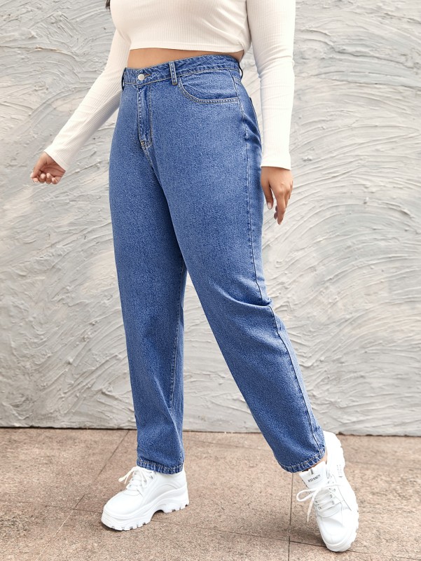 Plus High Waist Mom Jeans