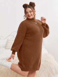 Plus Turtleneck Lantern Sleeve Sweater Dress