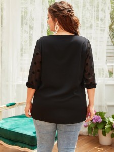 Plus Bishop Sleeve Solid Blouse