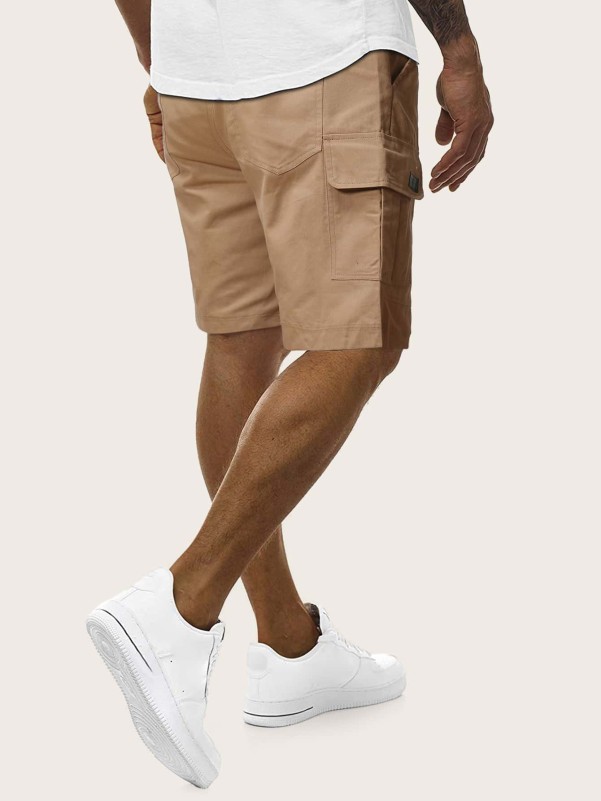 Men Pocket Drawstring Waist Cargo Shorts