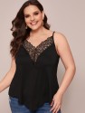 Plus Contrast Lace Cami Top