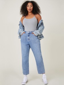 Plus High Waist Mom Cropped Jeans