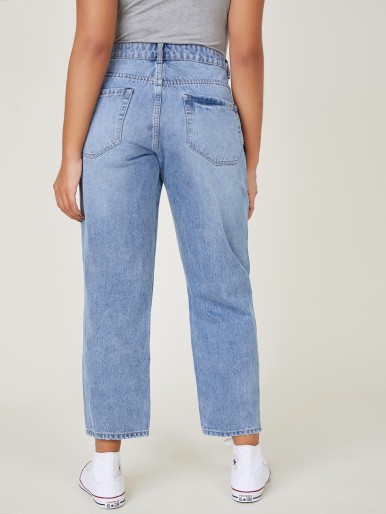 Plus High Waist Mom Cropped Jeans