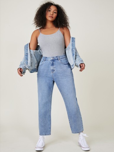 Plus High Waist Mom Cropped Jeans