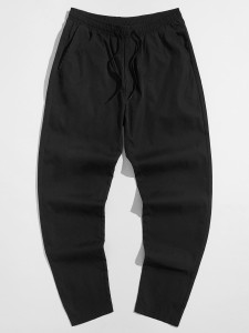 Men Solid Drawstring Waist Pants