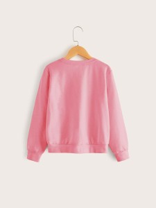 Girls Cat Print Pompom Detail Sweatshirt