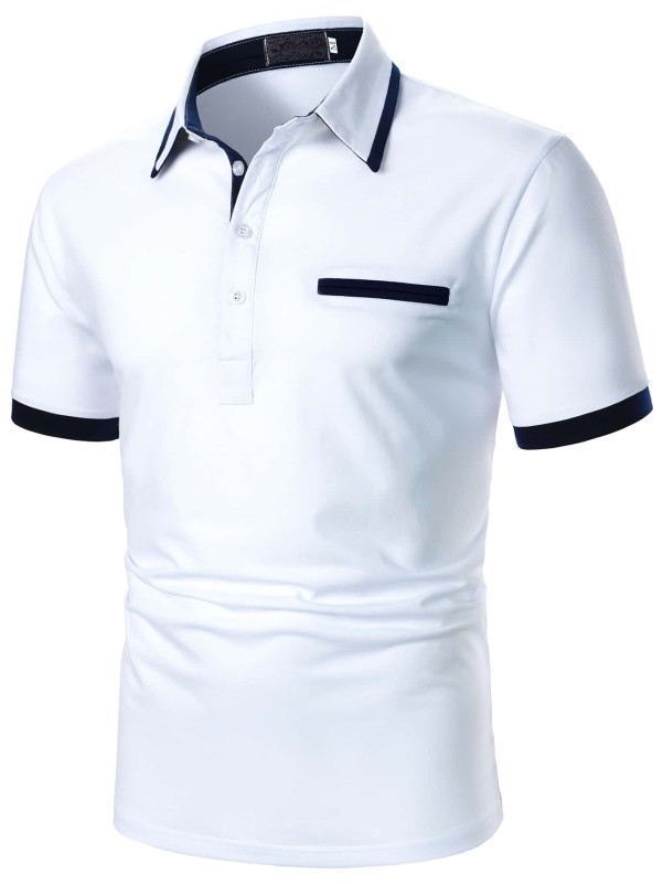 Men Contrast Binding Polo Shirt