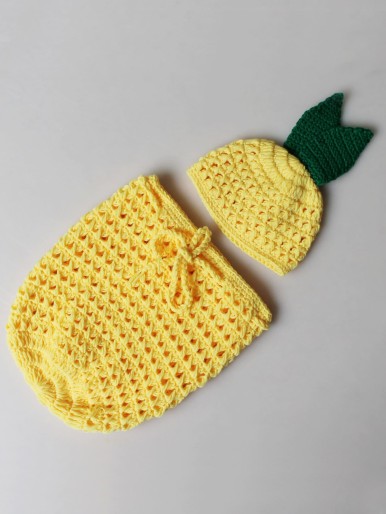 Newborn Photography Open Knit Sleeping Bag & Hat