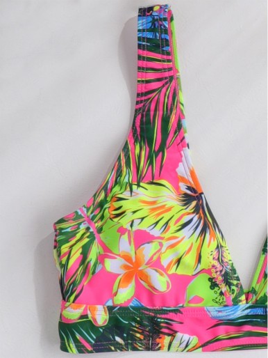 Floral & Tropical Random Print Bikini Swimsuit