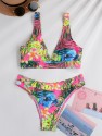 Floral & Tropical Random Print Bikini Swimsuit