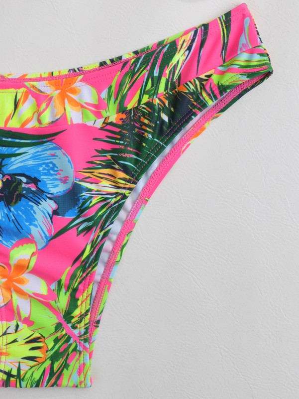 Floral & Tropical Random Print Bikini Swimsuit