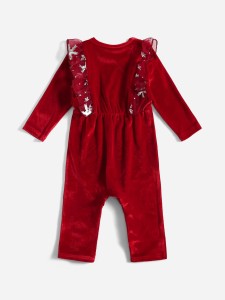 Baby 1pc Snowflake Print Contrast Mesh Velvet Jumpsuit