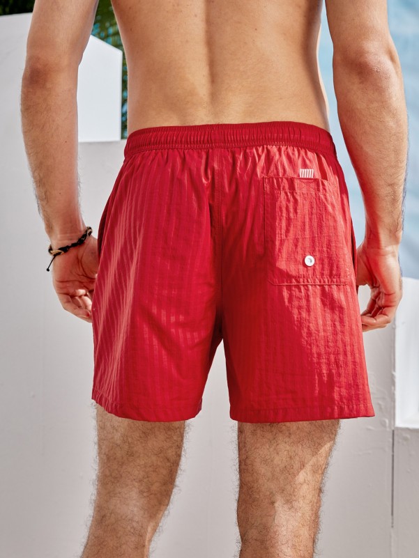 Men Slogan Graphic Swim Shorts