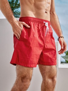 Men Slogan Graphic Swim Shorts