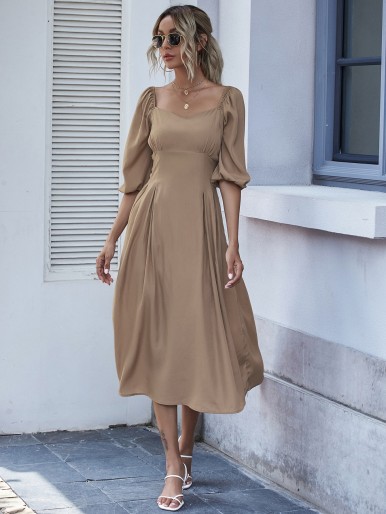 Sweetheart Bishop Sleeve A-line Dress