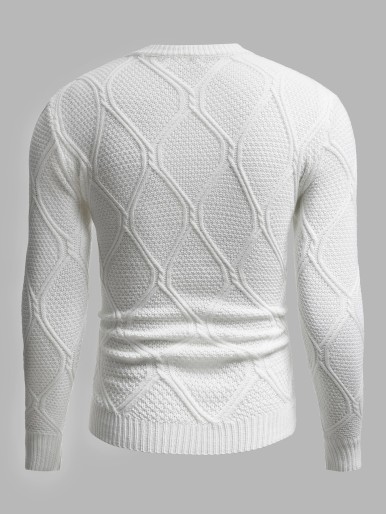 Men Geo Knit Solid Sweater