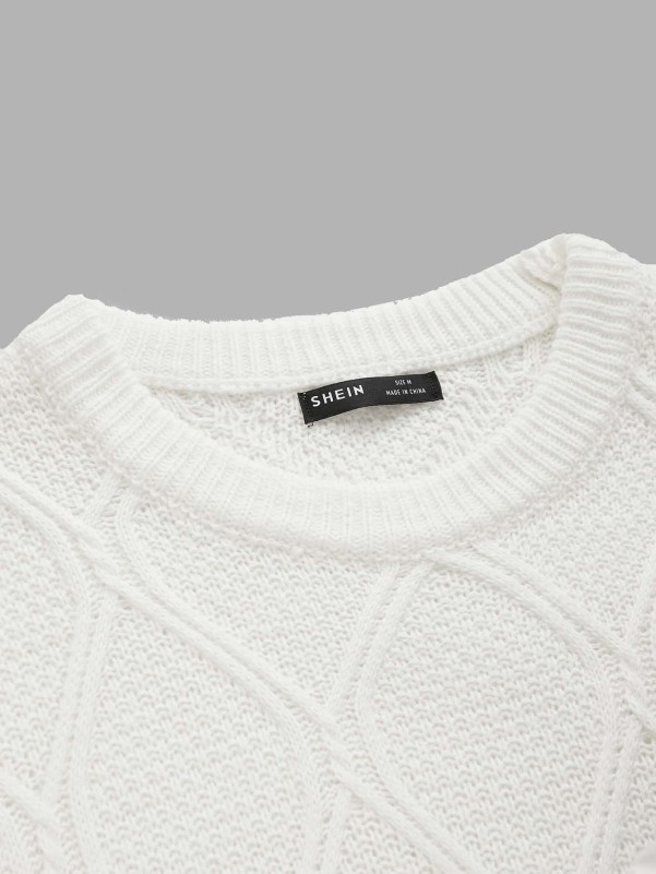 Men Geo Knit Solid Sweater