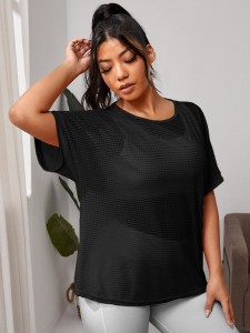 Plus Eyelet Sports Top Without Bra