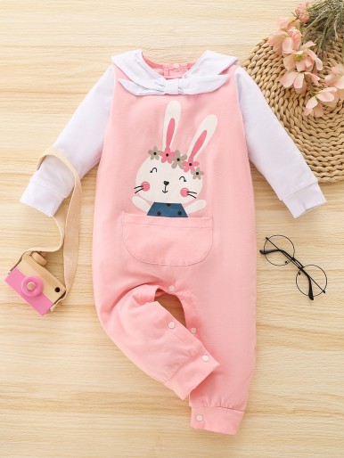 Baby Cartoon Rabbit Graphic Jumpsuit