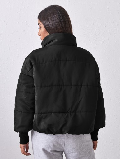 High Neck Lantern Sleeve Winter Coat