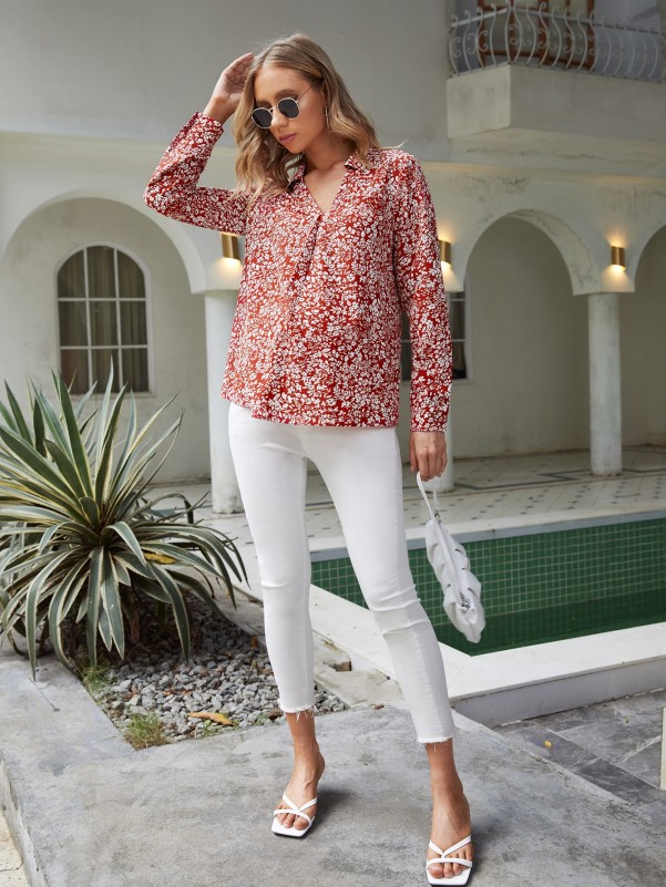 Maternity Ditsy Floral Print Blouse