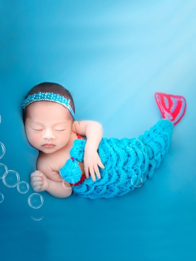 Newborn Girl 2pcs Knitted Mermaid Photography Prop