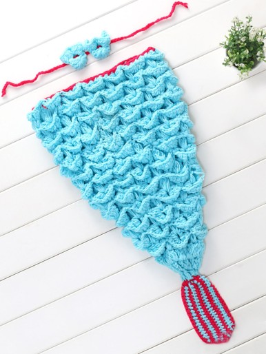 Newborn Girl 2pcs Knitted Mermaid Photography Prop