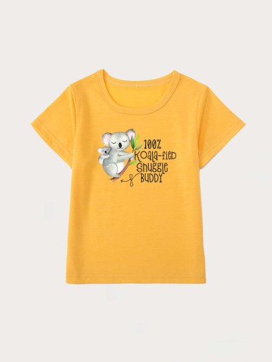 Toddler Boys Cartoon And Letter Graphic Tee