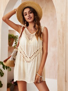 Contrast Crochet Cover Up