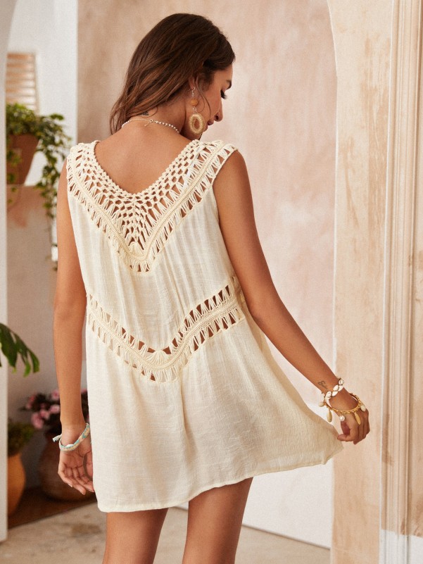 Contrast Crochet Cover Up