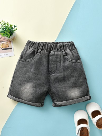 Toddler Girls Pocket Roll Up Hem Denim Shorts