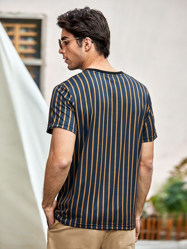 Men Striped Round Neck Tee