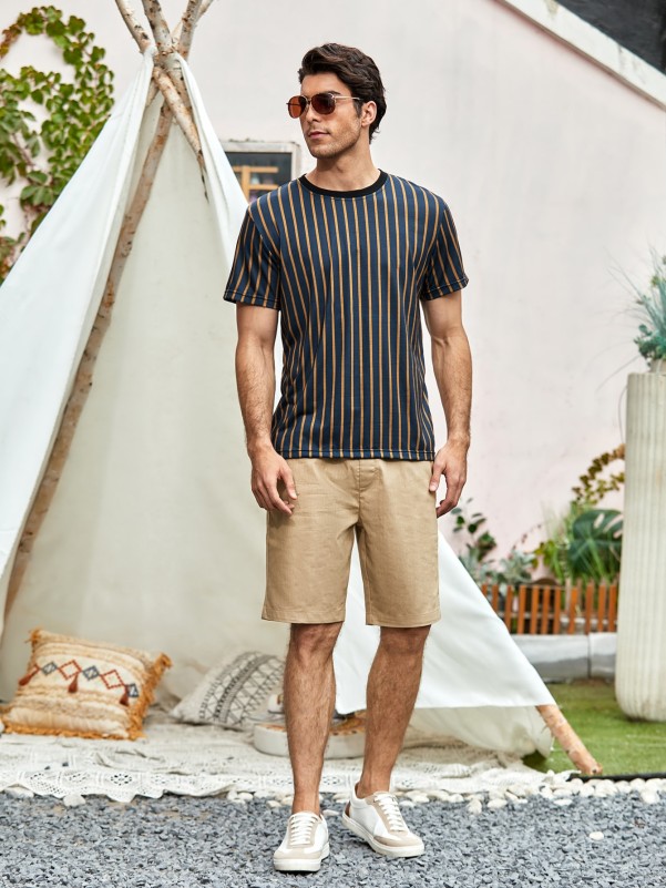 Men Striped Round Neck Tee