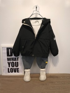 Toddler Boys Colorblock Letter Graphic Hooded Jacket