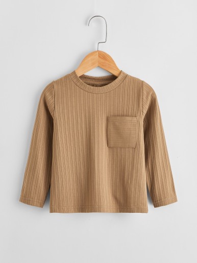 Toddler Boys Rib-Knit Pocket Detail Tee