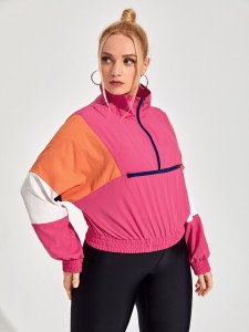 Plus Zip Half Color Block Sports Jacket