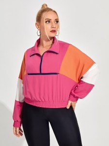 Plus Zip Half Color Block Sports Jacket