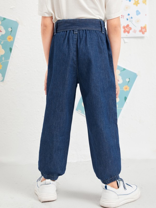 Toddler Girls Belted Tapered Jeans