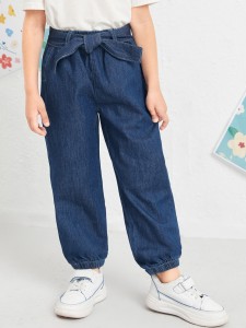 Toddler Girls Belted Tapered Jeans