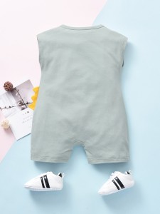 Baby Boy Cartoon Graphic Patched Romper