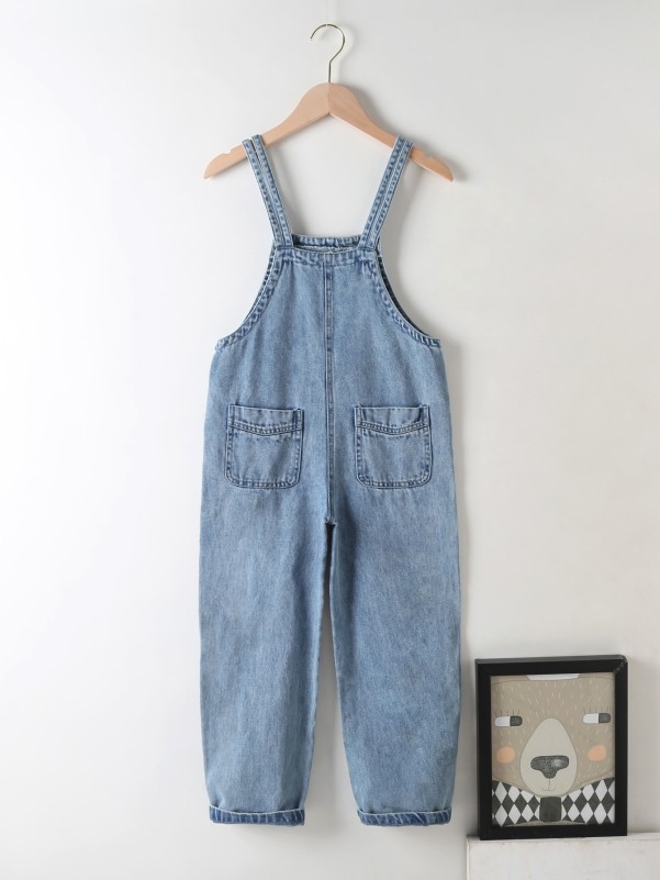 Girls Pocket Back Denim Overall