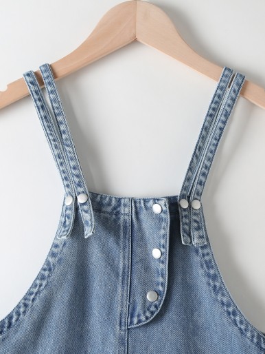 Girls Pocket Back Denim Overall