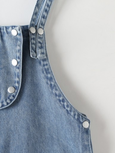 Girls Pocket Back Denim Overall