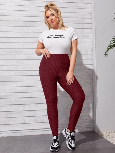 Plus Solid High Waist Leggings