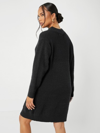 Maternity Mock Neck Solid Drop Shoulder Sweater Dress