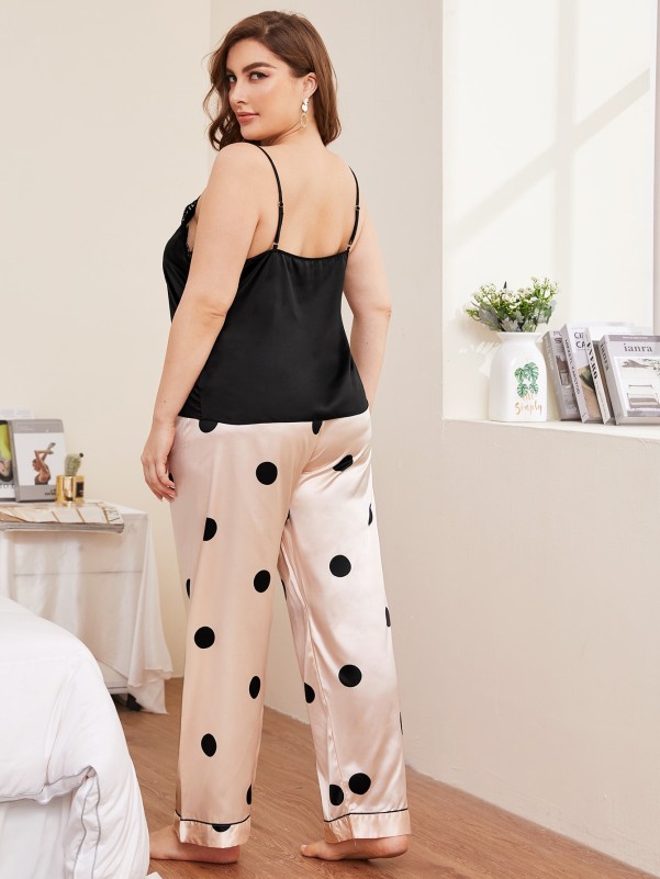 Plus Polka Dot Tie Front Sleep Pants