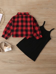 Toddler Girls Gingham Blouse & Cherry Cami Dress