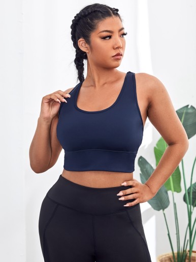 Plus Medium Support Criss Cross Back Sports Bra