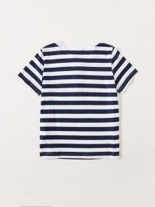 Toddler Boys Striped Buttoned Crew Neck Tee