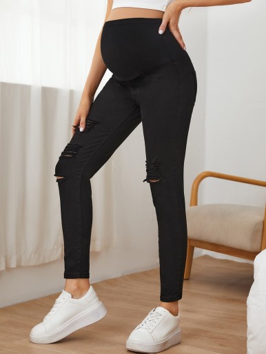 Maternity Ripped Detail Skinny Jeans